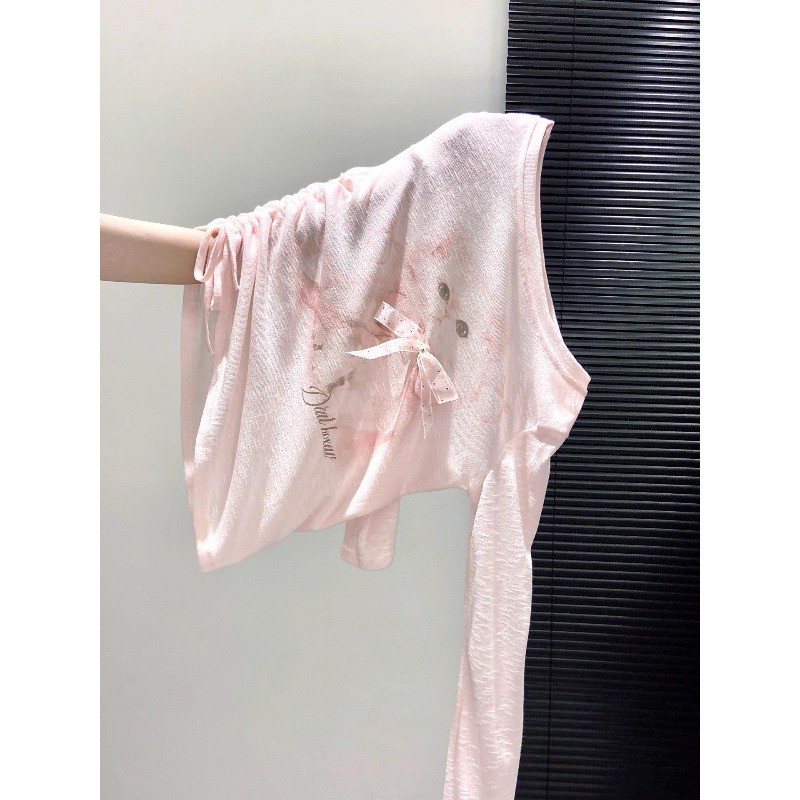 เสื้อยืดแขนยาวสำหรับผู้หญิง ลายพิมพ์แมวน่ารัก ทรงสแลบ-fit ราคา ถูกที่สุด ดีลบีเคเค แกลเลอรีภาพที่ 4