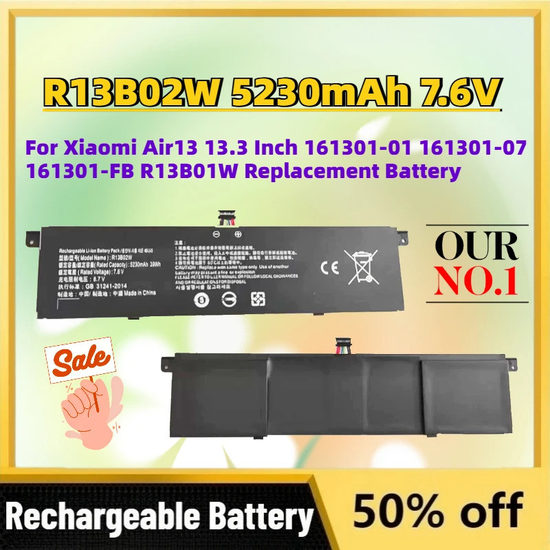 อัพเกรด R13B02W 5230mAh 7.6V แบตเตอรี่แล็ปท็อปสําหรับ Xiaomi Air13 13.3 นิ้ว 161301-01 161301-07 161