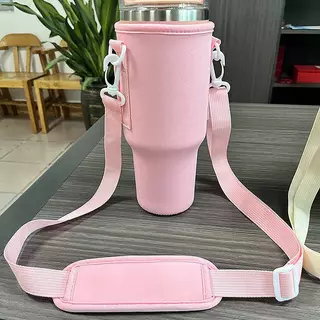 BDGF 40oz ขวดน้ํา Carrier กระเป๋าปรับสายคล้องไหล่ถ้วยแก้วแขนสีทึบขวดสําหรับเดินป่ากลางแจ้ง TH