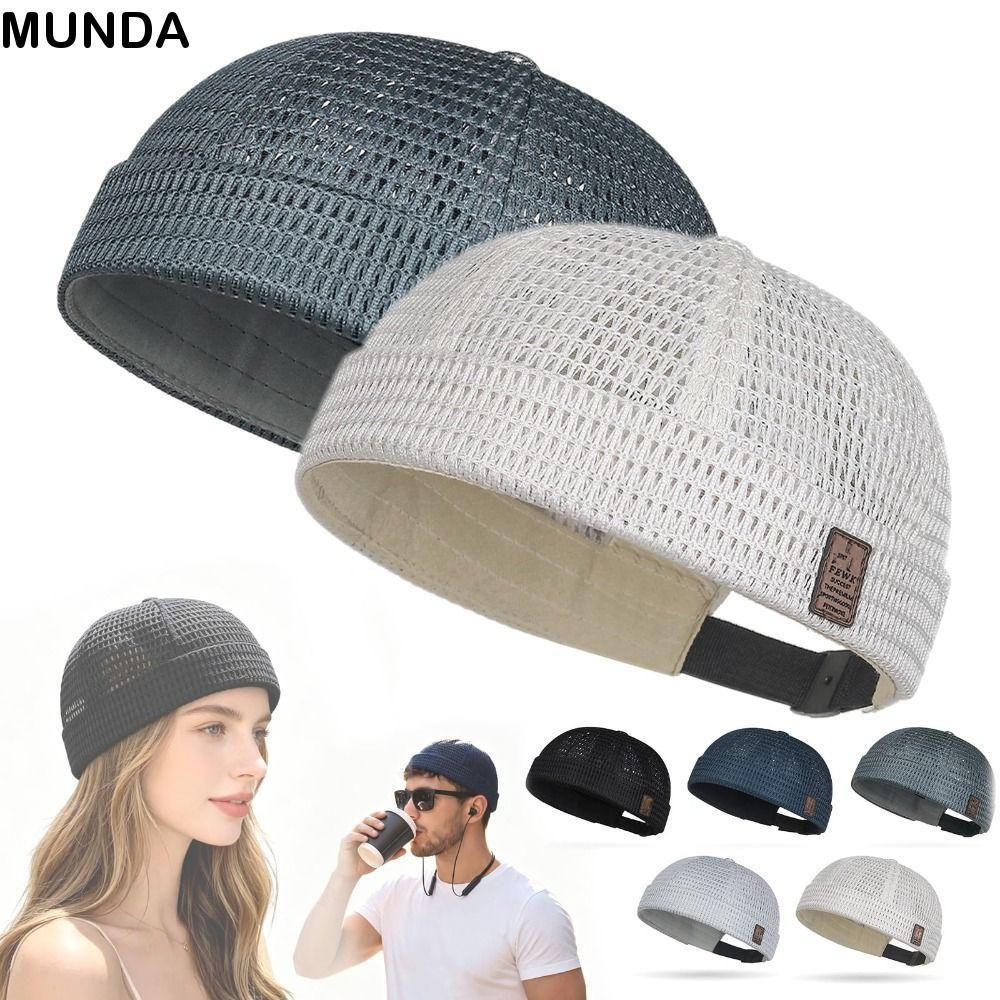 MUNDA Docker Beanies หมวก, ตาข่าย Ultra-Light Melon Skin หมวก, แฟชั่นปรับ Breathable Brimless Skullcap ฤดูร้อน