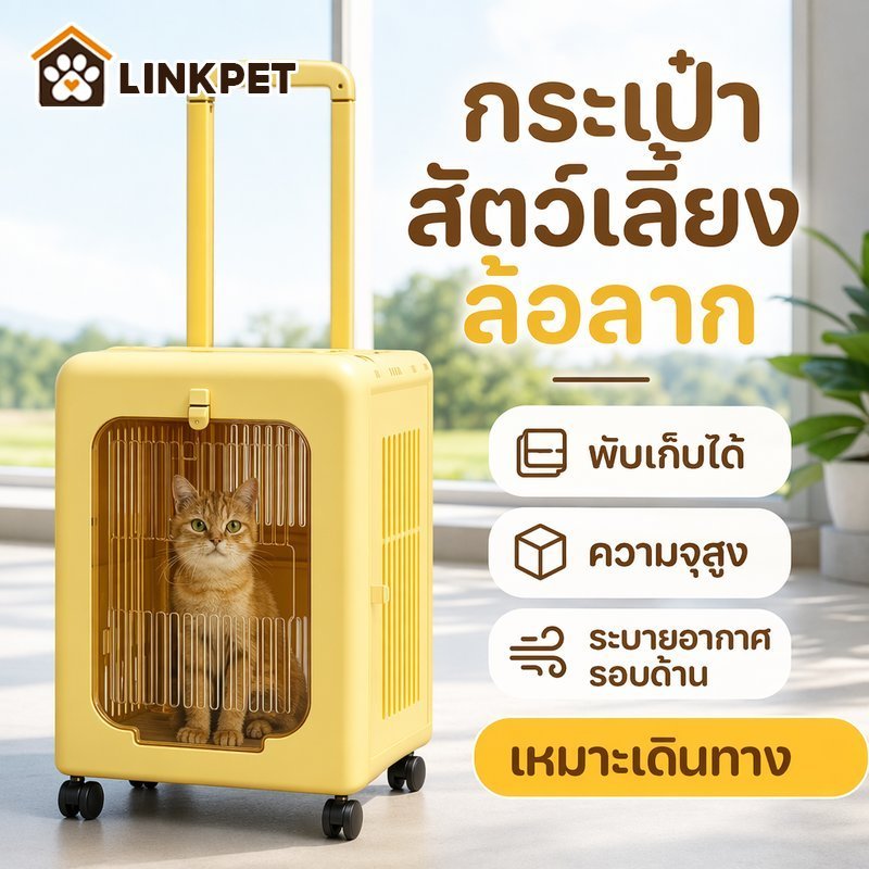 กระเป๋าลากสัตว์เลี้ยง กระเป๋าแมวสุนัข พับได้ ระบายอากาศ 4ล้อ หมุน360 เดินทาง ท่องเที่ยว