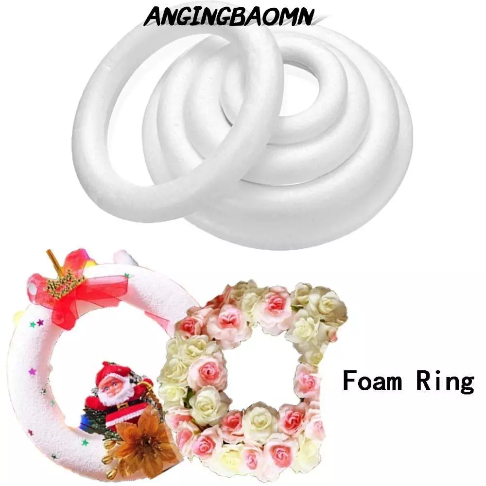 ANGINGBAOMN 1 ชิ้นโฟมแหวน,รอบสําหรับงานฝีมือคริสต์มาส DIY Handmade พวงหรีด, Polystyrene สีขาว 5/7/8/10/12/15/17/20 ซม.งานแต่งงานตกแต่ง