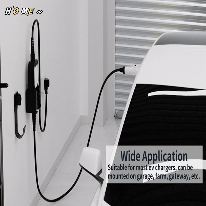 NewHOME Wall Mount EV Charger Holder สําหรับ SAE J1772 Connector Cable - J-Hook Kit