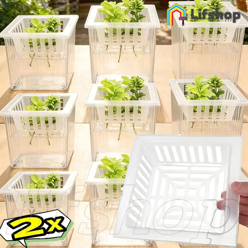 [HGB] 1/2 ชิ้นทนทาน Square Hydroponic Root Anchorer | Breathable Hollow Grid กันน้ํา Anti-deform พืช
