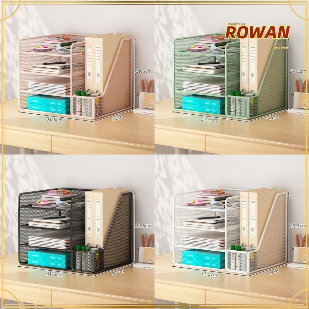 ROWANTH ชั้นวางเก็บเอกสาร, ที่เก็บของแบบบูรณาการโต๊ะประหยัดพื้นที่แฟ้มออแกไนเซอร์, ชั้นวางจัดการเอกสารโลหะอเนกประสงค์สําหรับใช้ในสํานักงาน