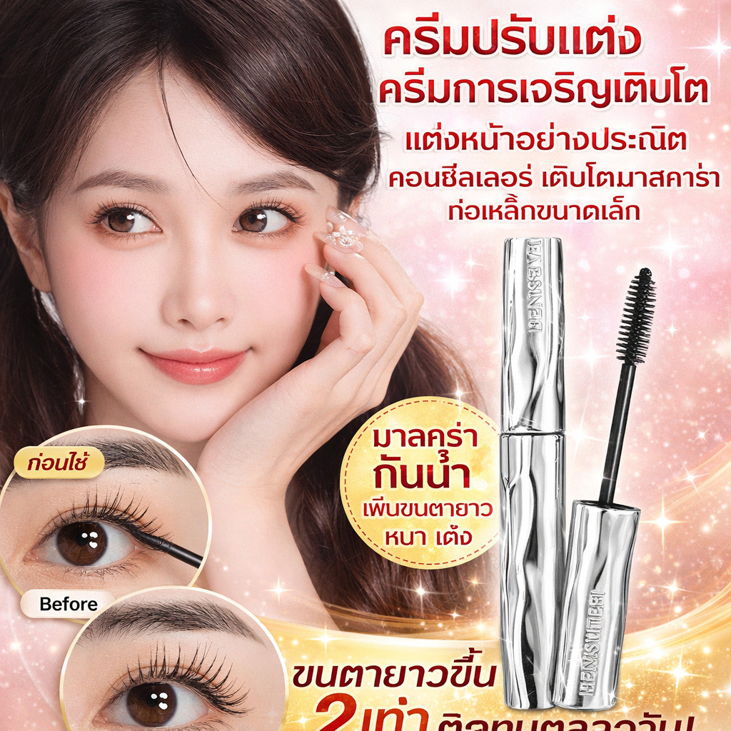 🔥โปร 1 แถม 1 ✅มาสคาร่าดัดงอนแบบติดทน/ แต่งหน้าอย่างประณีต /ขยายดวงตาของคุณ /เบาและไม่หลุดง่าย /ครีมขนตา /มาสคาร่าท่อเหล็กขนาดเล็ก /ไม่ดอกร่วง ดัดงอนได้ยาว หัวแปรงเล็ก ใช้ได้ทุกวัน ร