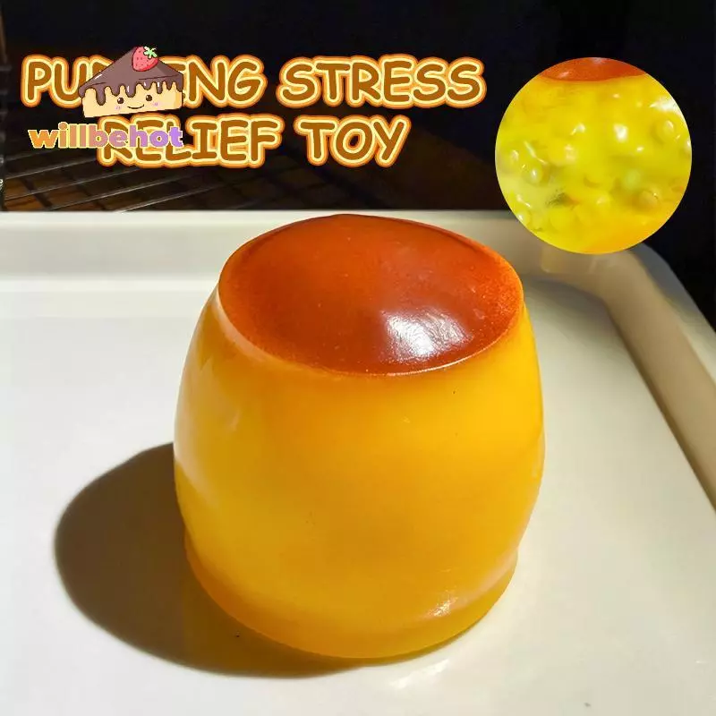 [Willbehot-t] Anti-Anxiety Pudding Stress Ball Squishy อาหารรูปบีบ Fidget ของเล่นสําหรับเด็กผู้ใหญ่ของขวัญวันวาเลนไทน์ [ใหม่]