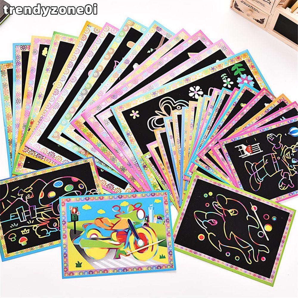 TRENDYZONE0I 1/5/10pcs Scratch Book ตลกเด็ก DIY การศึกษาการ์ตูน Graffiti