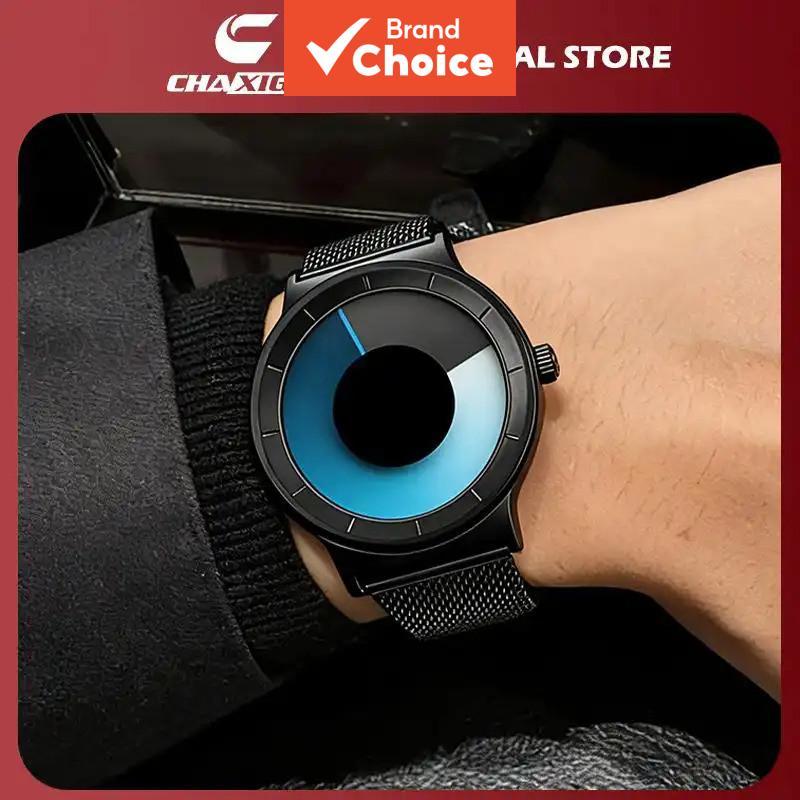 นาฬิกาควอตซ์ดีไซน์สร้างสรรค์ใหม่ CHAIGO สไตล์ลําลองสําหรับทุกเพศ สายสแตนเลสถัก ของขวัญ รุ่น CA489