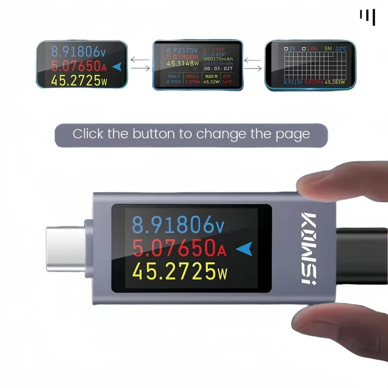 KWS-2303C Multi-function Digital Display DC แรงดันไฟฟ้าแอมป์มิเตอร์ Power Meter Type-c โทรศัพท์มือถื