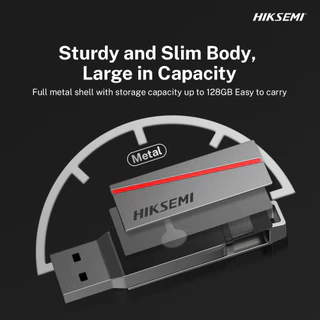 HIKSEMI FLASH DRIVE (แฟลชไดรฟ์) E307C 64-256GB USB 3.2 (GREY) WARRANTY 5 YEAR