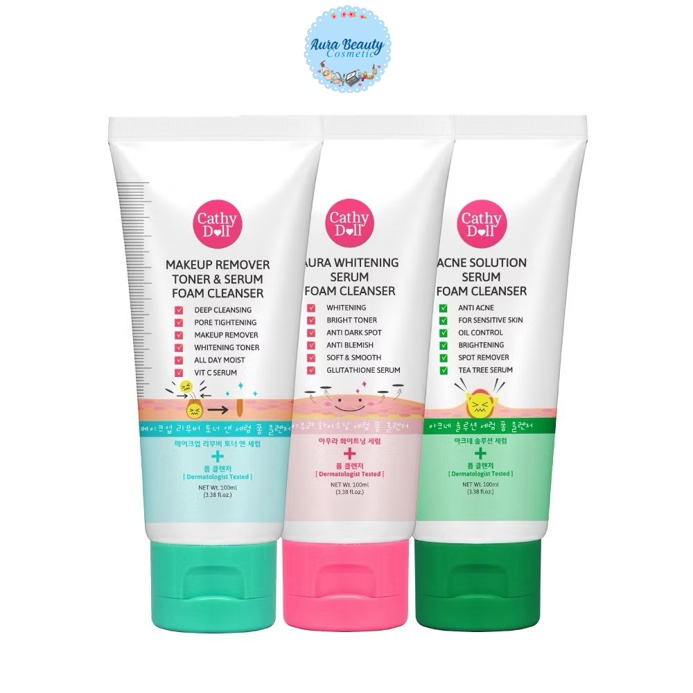 Cathy Doll Facial Foam โฟมล้างหน้า 3 สูตร โฟมล้างหน้าลดสิว / โฟมล้างหน้าผิวใส / โฟมล้างหน้าล้างเครื่องสำอาง