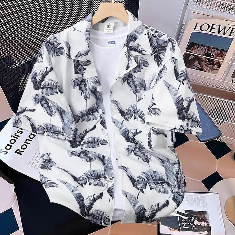 คอคิวบาพิมพ์วันหยุดสไตล์เสื้อผู้ชายเสื้อแขนสั้น cleanfit ปักเป้าหล่อ High-End Travel Top bm26.6.21
