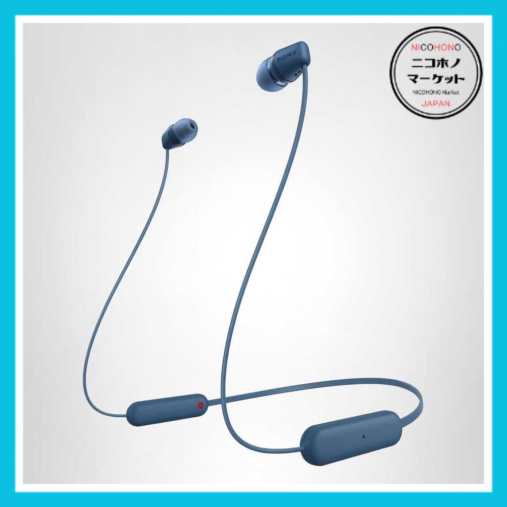 Sony Wireless Earphones WI-C100: Bluetooth Compatible 25 Hours Stamina IPX4 Splashproof DSEE Blue WI
