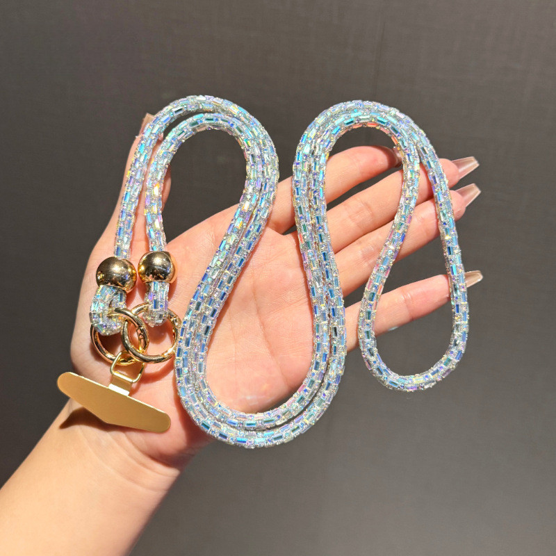 120 ซม.High-End Luxury โทรศัพท์มือถือ Lanyard แฟชั่น Cross-body Lanyard สลิงสีสันเพชร-studded Shell พร้อมปะเก็นโลหะ Anti-lost สลิง