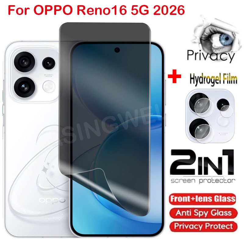 ป้องกันหน้าจอสําหรับOppo Reno16 5G 2026 OPPO Reno 16 Pro 16 F 16F 15 Pro F 5G 4Gความเป็นส่วนตัวHydrogelฟิล์มAnti-Spyคลุมทั้งหมดป้องกันหน้าจอฟิล์มกลับเลนส์ป้องกันฟิล์ม