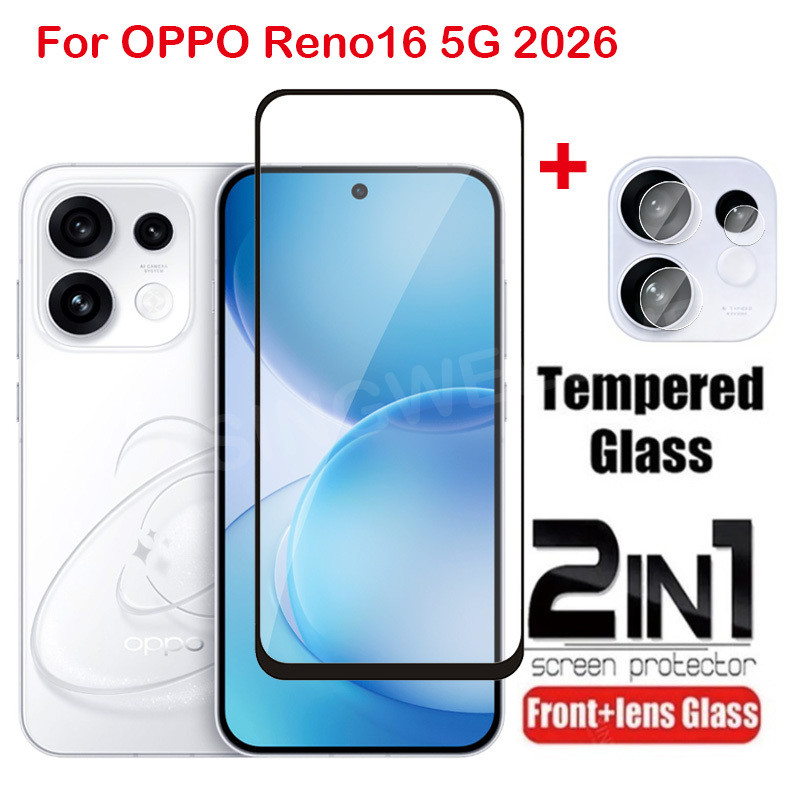 ป้องกันหน้าจอสําหรับOppo Reno16 5G 2026 OPPO Reno 16 Pro 16 F 16F 15 14 13 12 Pro F 5G 4Gคลุมทั้งหมดกระจกนิรภัยใส HDป้องกันฟิล์มรอยขีดข่วน