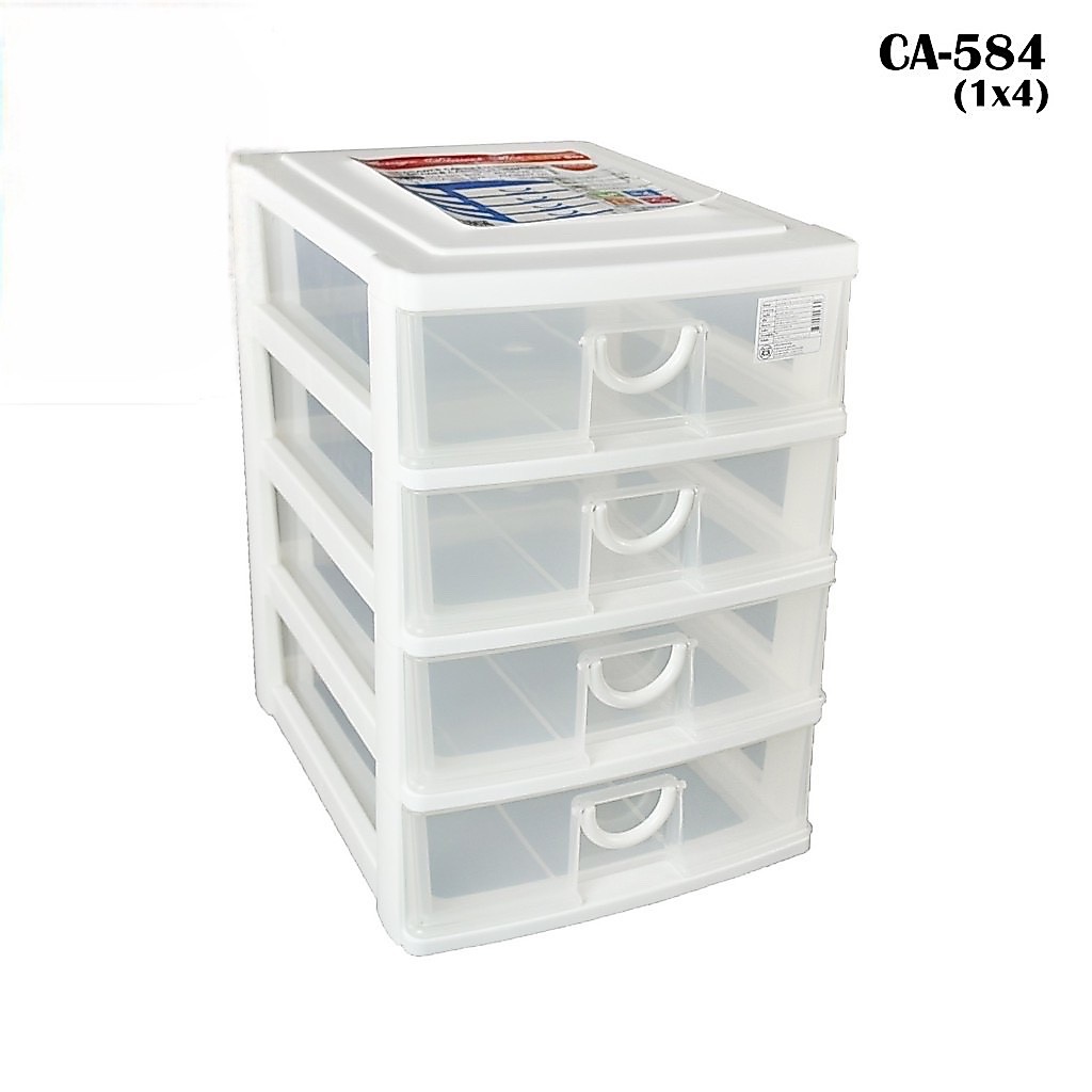 Keyway กล่องลิ้นชัก 4 ชั้น ขนาด A4 CA-584 ขนาด : 25 x 36 x 37 CM. ( กว้าง*ยาว*สูง