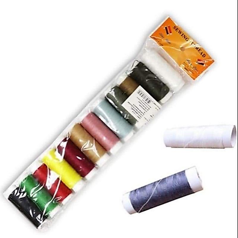 ด้ายเย็บผ้า 12สี/แพ็ค ด้ายเย็บผ้าแบบหลอด ด้ายเย็บผ้าพกพา (DBY158)