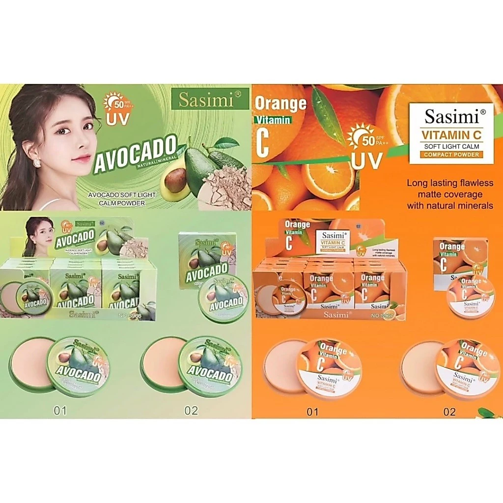 {12ตลับ} SASIMI Soft Light UV Coverage Powder แป้งพัฟกันแดด เรียบเนียน ปกป้องผิวหมองคล้ำ SPF50 PA++