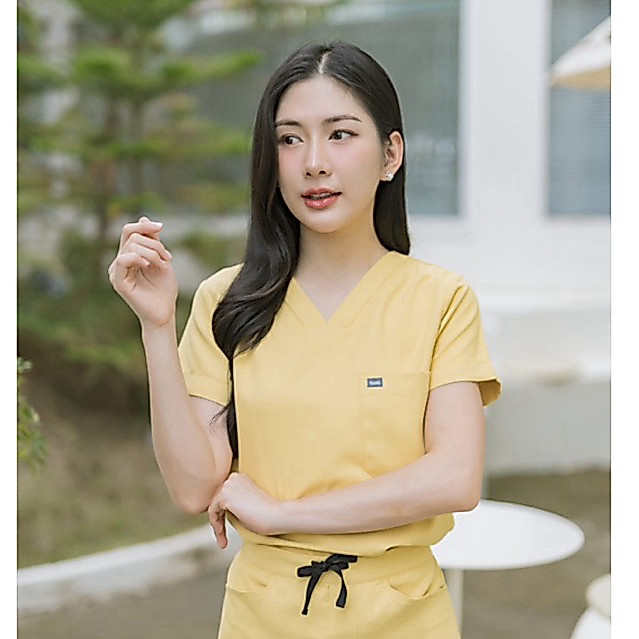 Tang scrub NO.02 UV protection Yellow UPF50+ ป้องกันรังสี UVA UVB สัมผัสนุ่ม ใส่สบายระบายอากาศได้ดี