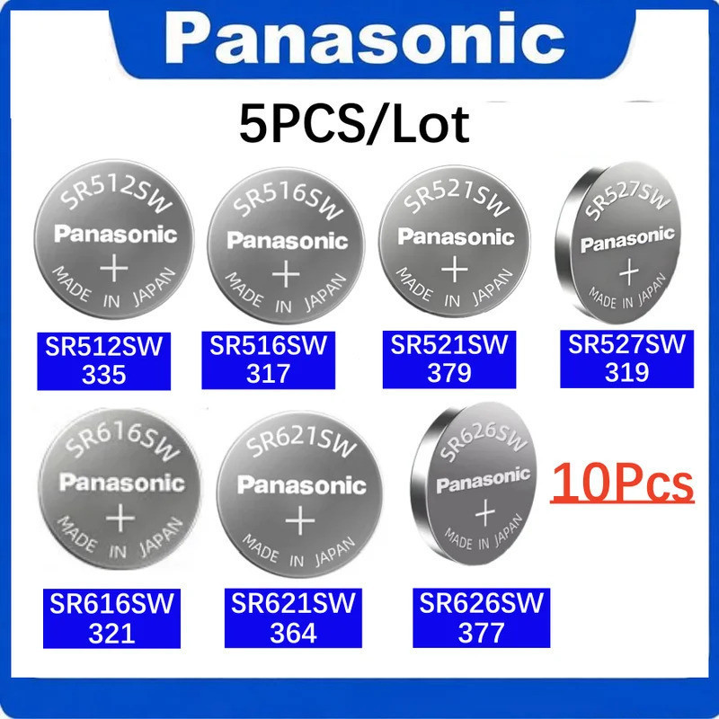 10PCS Panasonic แบตเตอรี่เดิม SR512SW 335 SR516SW 317 SR521SW 379 SR527SW 318 SR616SW 321 SR621SW 36
