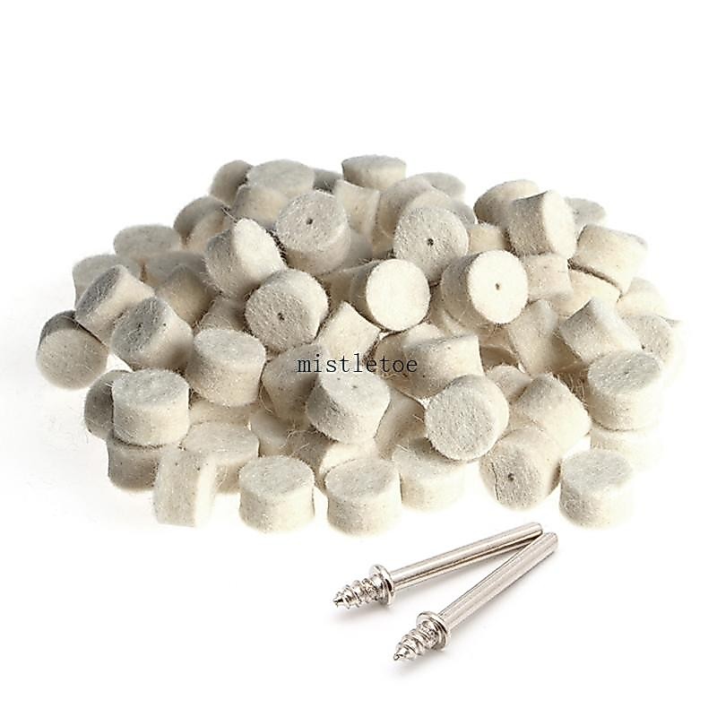 Mis 100 ชิ้นขนสัตว์รู้สึกขัด Buffing Pad 13 มิลลิเมตร + 2 ก้านสําหรับบดล้อ