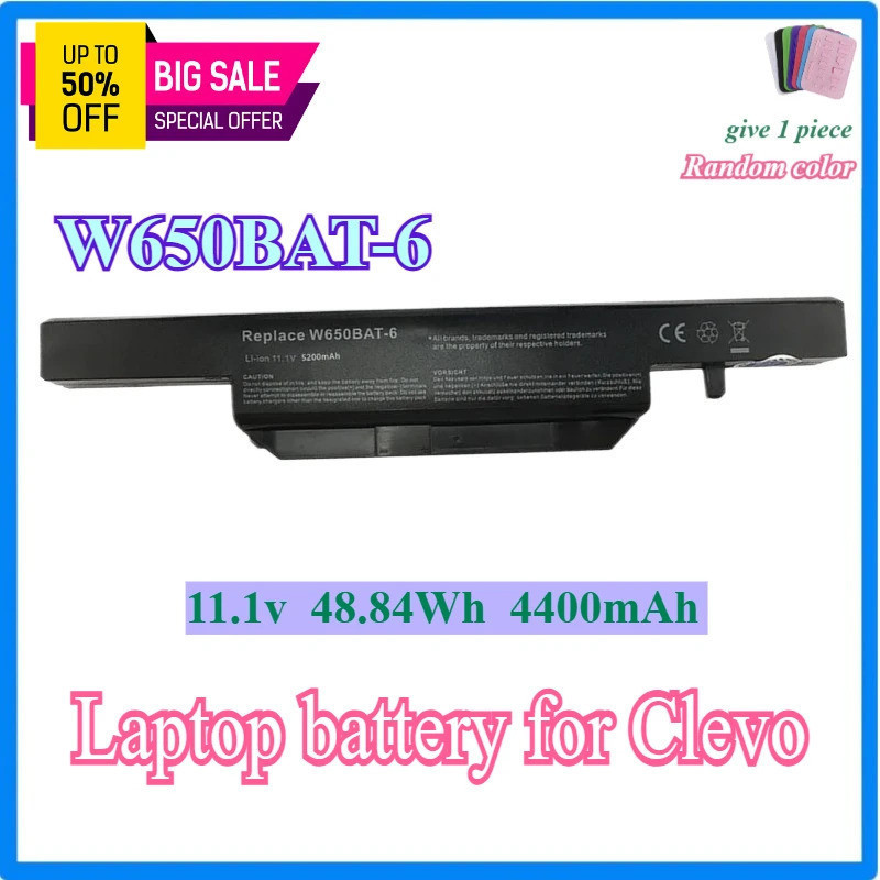 แบตเตอรี่แล็ปท็อปสําหรับ Clevo W650BAT-6 6-87-W650-4E42 K590C-I3 K610C-I5 K570N-I3 K710C-I7 G150S K6