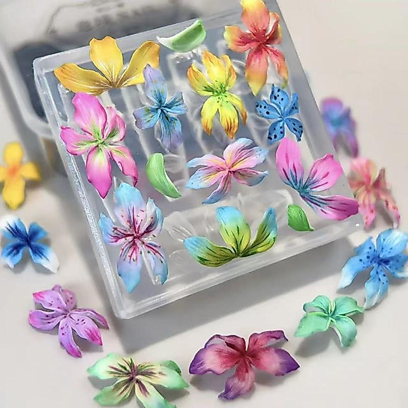 Wallsky> 3D ดอกไม้เล็บแม่พิมพ์ DIY ซิลิโคนเล็บเครื่องมือฮาวาย Hibiscus ดอกไม้กลีบเล็บออกแบบซิลิโคนแม่พิมพ์แกะสลักแม่แบบได้ดี