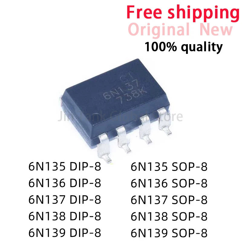 5PCS 6N135 6N136 6N137 6N138 6N139 DIP-8 6N135S 6N136S 6N137S 6N138S 6N139S SOP-8 Optocouplers ชิป i