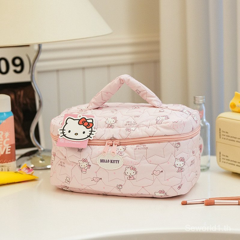 HotSale Sanrio Cloud ความจุขนาดใหญ่ Hello Kitty กระเป๋าแต่งหน้าแบบพกพามือถือกระเป๋าเก็บเครื่องสําอางกระเป๋าแต่งหน้า