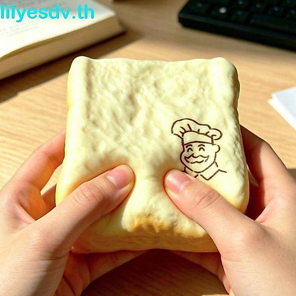 LILYES ขนมปังจําลอง Toast Squeeze, Moist หนาช้า Rising Grandpa Toast Squishy ของเล่น, Creative Finger ดูดพื้นผิวนุ่มโฟม Sensory Fidget ของเล่นผู้ใหญ่