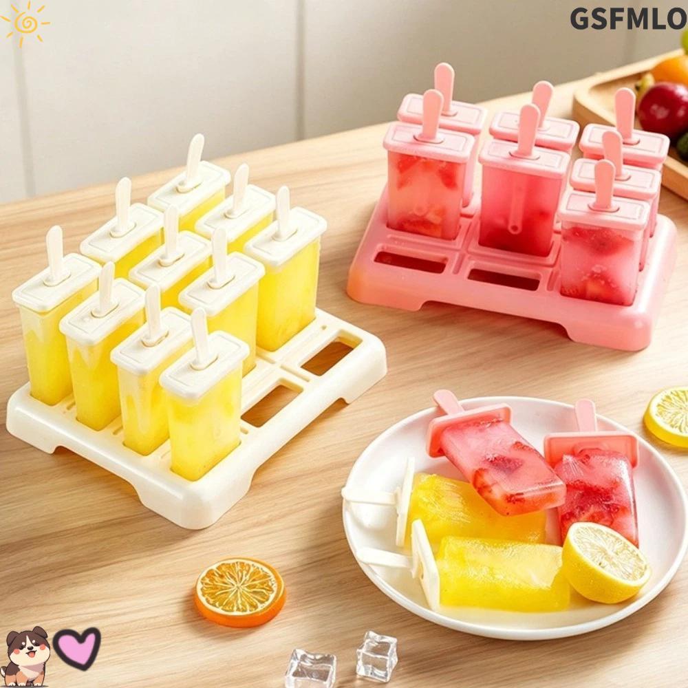 GSFMLO กล่องน้ําแข็งโฮมเมด,รูปร่างลูกบาศก์ออกแบบสร้างสรรค์ไอศครีมไอติมแม่พิมพ์,ทําเองนํามาใช้ใหม่พลาสติกติดไอติมแม่พิมพ์ถาดลูกบาศก์ใช้ในครั