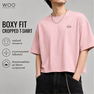 COD จัดส่งตลอด 24 ชั่วโมง Woo Right Cropped T-Shirt เสื้อยืด Oversiz boxy tee ทรงใส่สบาย เสื้อครอปผ