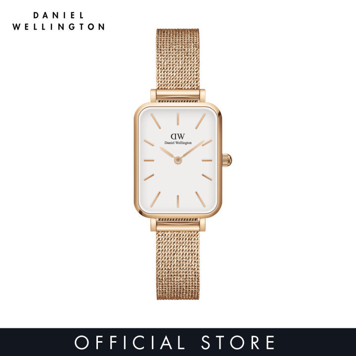 (ทักแชทรับโค้ด) Daniel Wellington นาฬิกาข้อมือ QUADRO MESH RG White สีโรสโกลด์