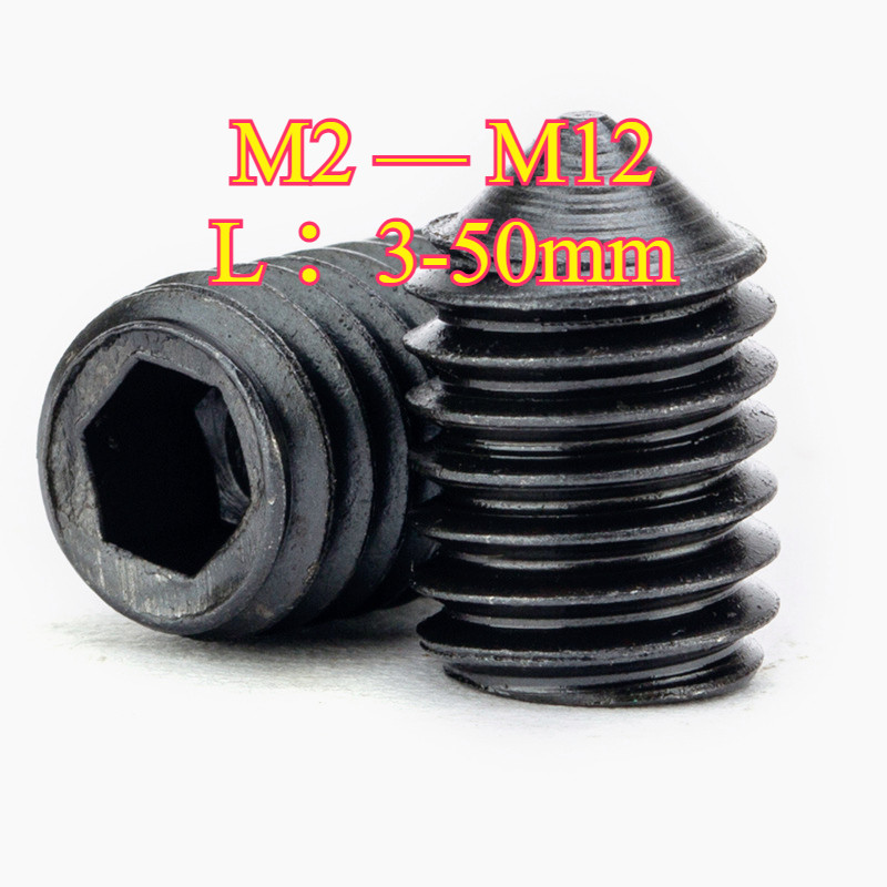 ✨สกรู ตัวหนอน หกเหลี่ยม ปลายแหลม เกลียวมิล หยาบ เกรด 12.9  M2M2.5/M3-M16 * L = 2-60mm แข็งพิเศษ สกรูชุบแข็งดำ  (HA-LR-TH-1) - รูปที่ 7