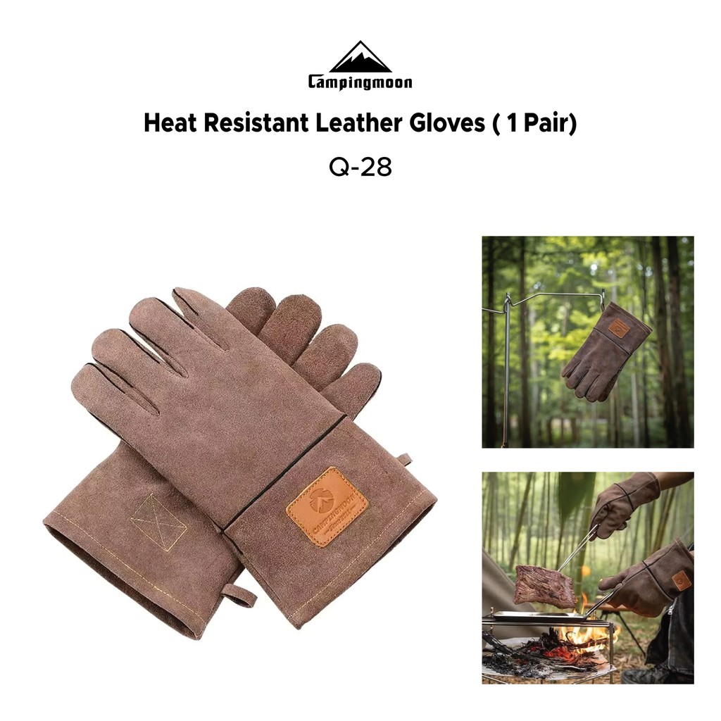 CAMPINGMOON ถุงมือหนังทนความร้อน (1 คู่) Q28