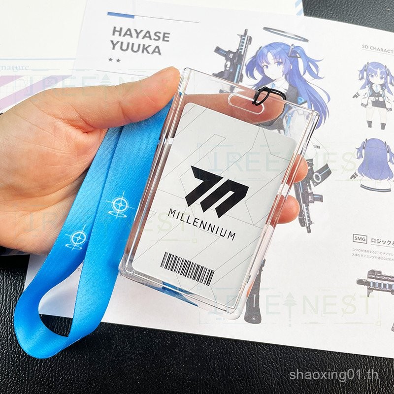 Blue File Merchandise Azure Student ID Card Holder Meal Card Transparent Halter cos Badge Work Permit ทนทาน Hard Shell KZ4G