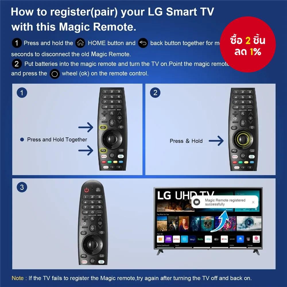 ใหม่ สำหรับรีโมตทีวี LG รุ่น AN-MR19BA, AN-MR18BA, AN-MR600, AN-MR650A, MR650, MR500, MR500G, MR400,