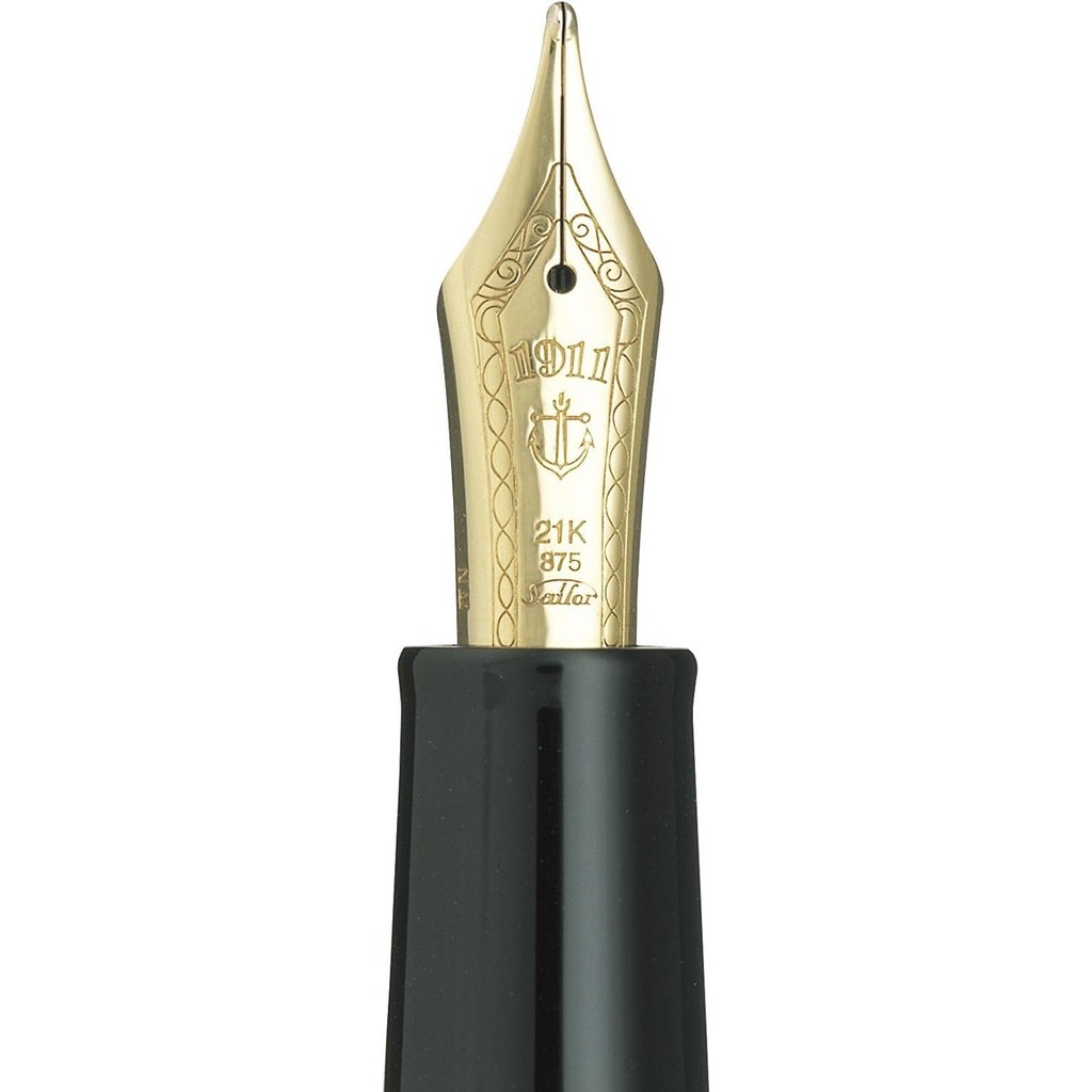 1911 ขนาดใหญ่สีดําทอง Trim 21K Gold Medium Point Fountain Pen - 11-2021-420 CGJQ