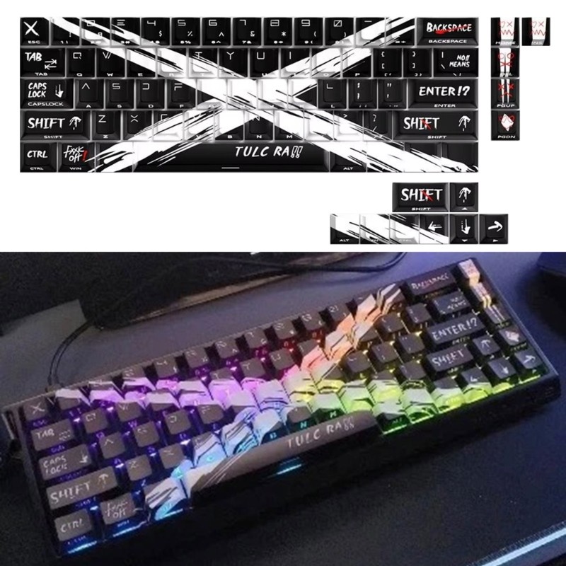 WIN 74Keys Keycaps ชุดพิมพ์ด้านข้างวัตถุประสงค์ Sustained Backlit Keycap สําหรับ 60