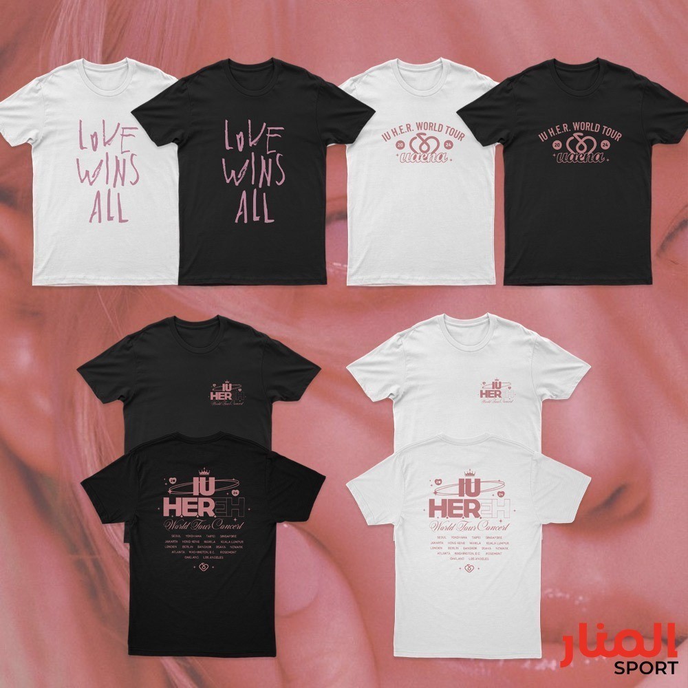 การจัดส่งที่รวดเร็วเสื้อยืดผ้าฝ้าย 100% พิมพ์ลาย IU Lee Ji-eun UAENA HER World Tour คุณภาพพรีเมี่ยม 