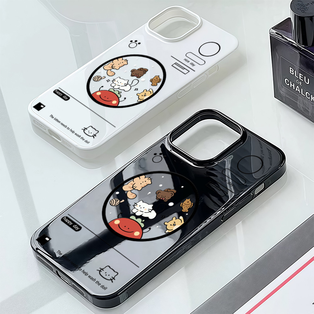 CODที่ไทย เคสสำหรับไอโฟน13 ดนตรี แมวสนุก เคสวาวเยลลี่แบบเรียบ For iPhone11 12 13 14ProMAX 16 15PLUS 