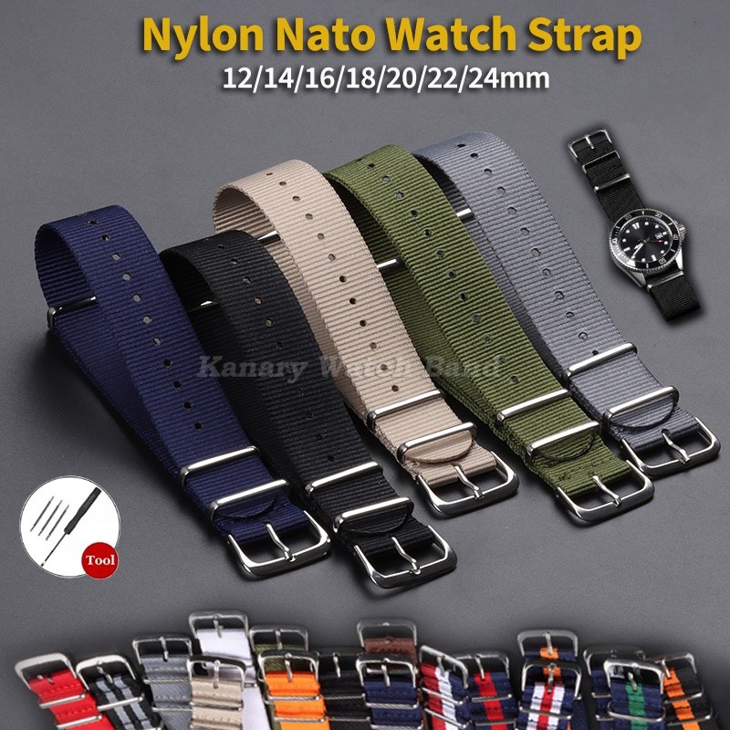 Universal ไนลอน NATO สายนาฬิกา 12 มม.14 มม.16 มม.18 มม.20 มม.22 มม.24 มม.One Piece Loop Zulu ผ้าใบนาฬิกาผู้ชายผู้หญิงกีฬาสร้อยข้อมือเข็มขัด