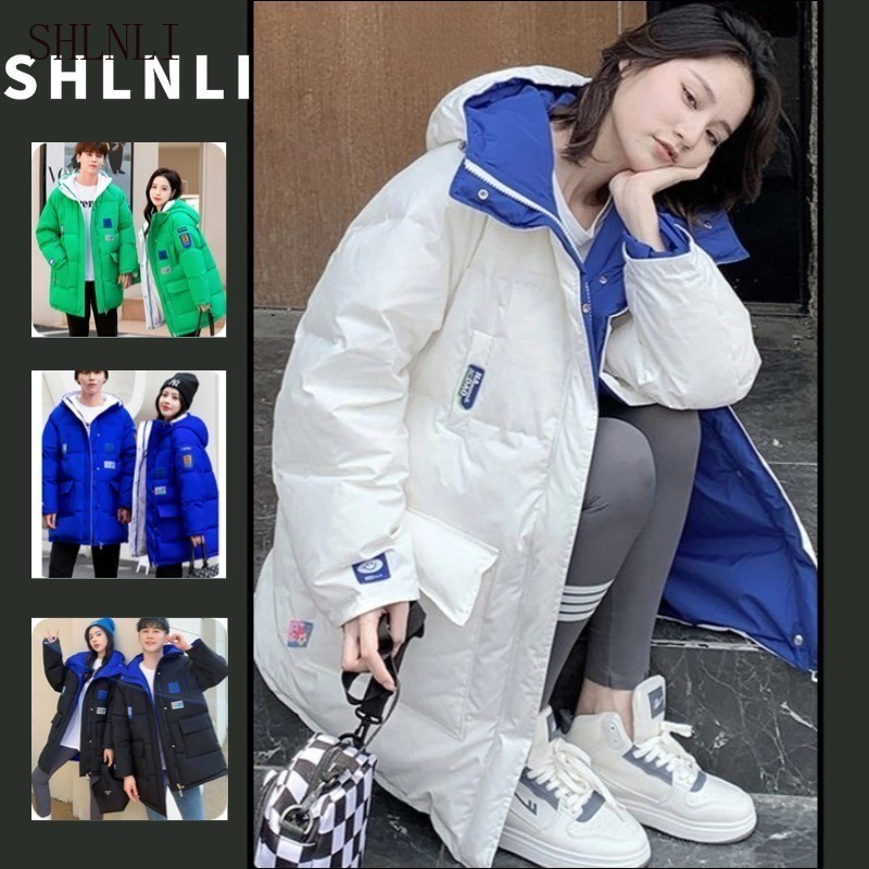 เสื้อแจ็คเก็ตขนเป็ดสำหรับฤดูหนาว มีฮู้ดและสามารถพลิกกลับได้ ให้ความอบอุ่นในขนาดจาก.largeถึง.xl