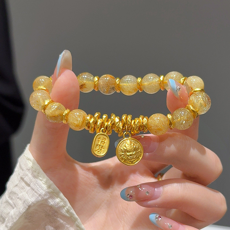 New Chinese Style Yellow God of Wealth Coiled Bracelet รูปที่ 4
