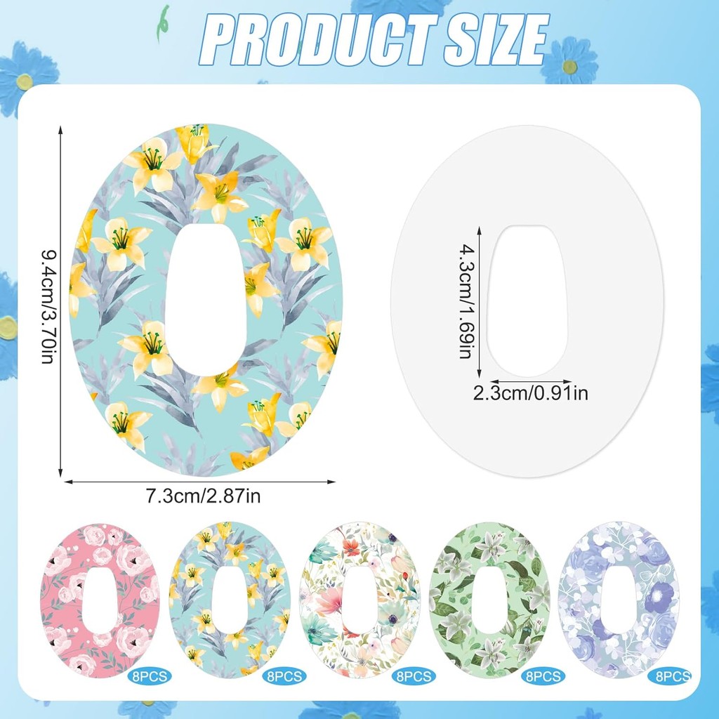 40pcs กาวแพทช์สําหรับ Dexcom G6, กันน้ํา Breathable Sensor Cover Protector สติกเกอร์ดอกไม้ Sensor เท