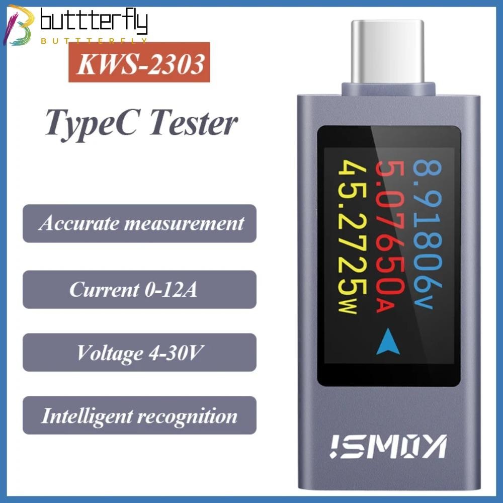 BUTTTERFLY เครื่องวัดกระแสไฟฟ้าและแรงดันไฟฟ้า, PD KWS-2303C Power Meter Tester, DC 4-30V 0-12A จอแสด