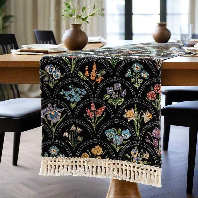 ผ้าคลุมโต๊ะรันเนอร์สไตล์ Nordic ทำจากผ้าฝ้ายและลินิน Jacquard สวยงามสำหรับโต๊ะอาหารหรือตกแต่งบ้าน