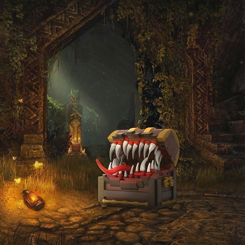 Dark Souls 3 Treasure Box Monster MOC Building Blocks รูปเกมอุปกรณ์ต่อพ่วงตกแต่ง Influencer ของเล่นใ